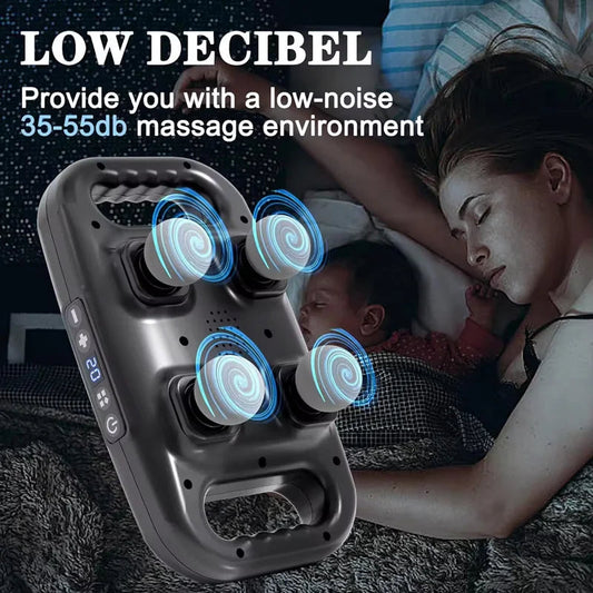 Handheld wireless muscle massager, back, leg, neck relaxation massager Multi-functional 4-head massage tool luvshop24