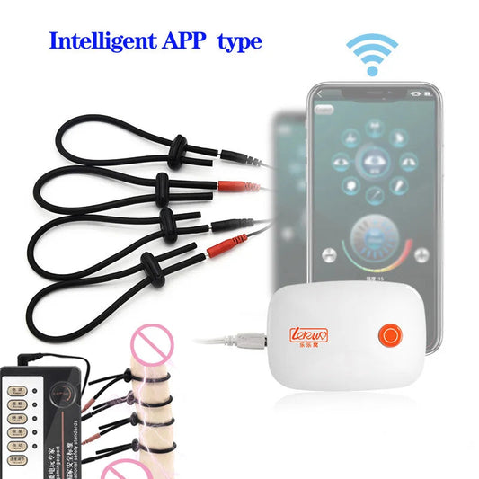 Electric Shock Cock Rings Pulse Therapy Electro Stimulation Orgasm Penis Ring Adult Sex Toys For Men chastity dick Stimulator luvshop24