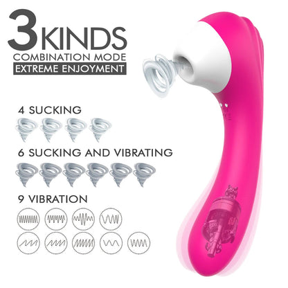 2-in-1 Clitoral Suction Cup G-Spot Vibrator Strong Vibration Dildo Sex Toy Female Dual Stimulation Female Masturbator Waterproof luvshop24