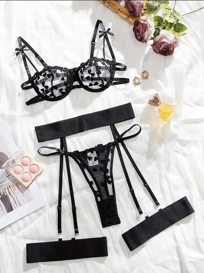 Fashion Sexy Lingerie Erotic Bra Set Panties Steel Ring Bra Lace Mesh Sexy Cross Webbing Hollow Erotic Lingerie Waistband luvshop24