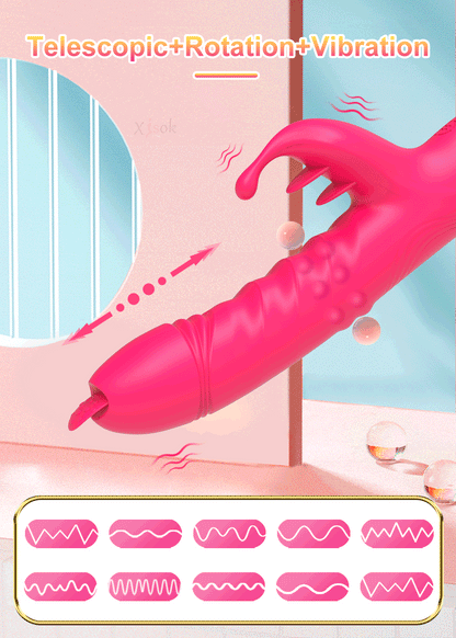 Rabbit Vibrator For Women Powerful G Spot Telescopic Rotating Clitoris Vagina Stimulator Female Masturbator For Adult Sexy Toys luvshop24