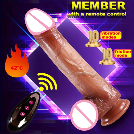Adult Dildo Heated Vibrator Realistic Telescopic Vibrating Penis Vagina Masturbation Sex Toys For Women Penetration Anal Plug luvshop24