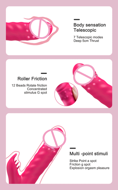 Rabbit Vibrator For Women Powerful G Spot Telescopic Rotating Clitoris Vagina Stimulator Female Masturbator For Adult Sexy Toys luvshop24