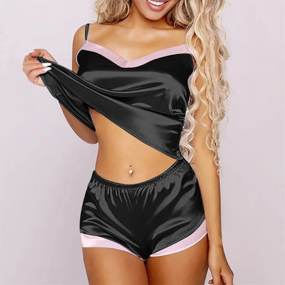 Lingerie Set For Women Sexy-lingerie Sleepwear Satin Silk Babydoll Nightwear Pajamas Set Lingerie Set Plus Size Female Underwear luvshop24