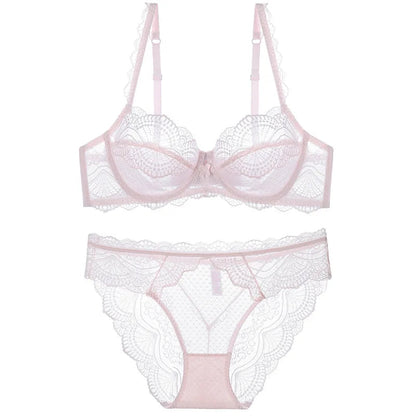Logirlve Sexy Ultra-thin Lingerie Bra Panties Sets Transparent Brassiere Underwear Set Plus Size Women Lingerie Set Lace Bras luvshop24