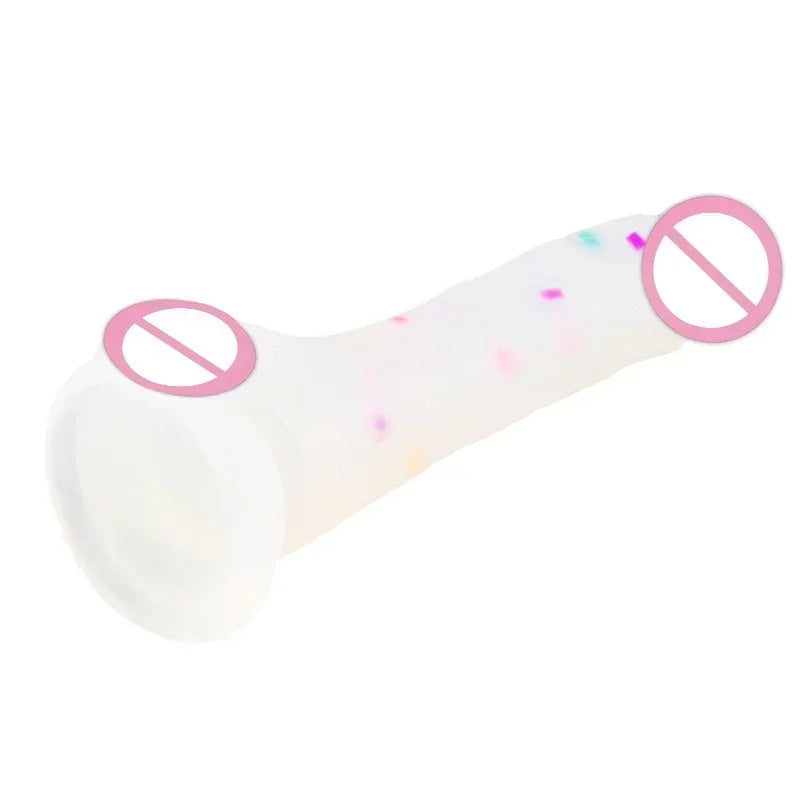 Confetti Dildo Realistic Clear Silicone Dildo, with Strong Suction Cup for Hands-Free Play, Realistic Penis for Women and Couple luvshop24