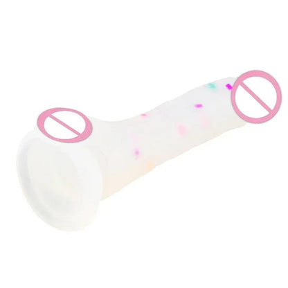 Confetti Dildo Realistic Clear Silicone Dildo, with Strong Suction Cup for Hands-Free Play, Realistic Penis for Women and Couple luvshop24
