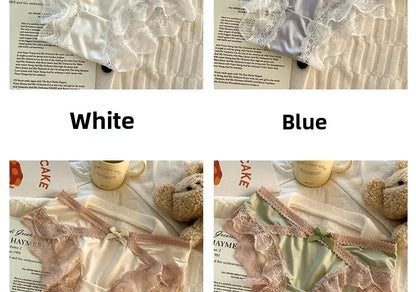French Lace Underwear Pure Cotton Crotch Satin Sexy Triangle Panties Women's Innerwear Comfortable Breathable Ladies Briefs luvshop24