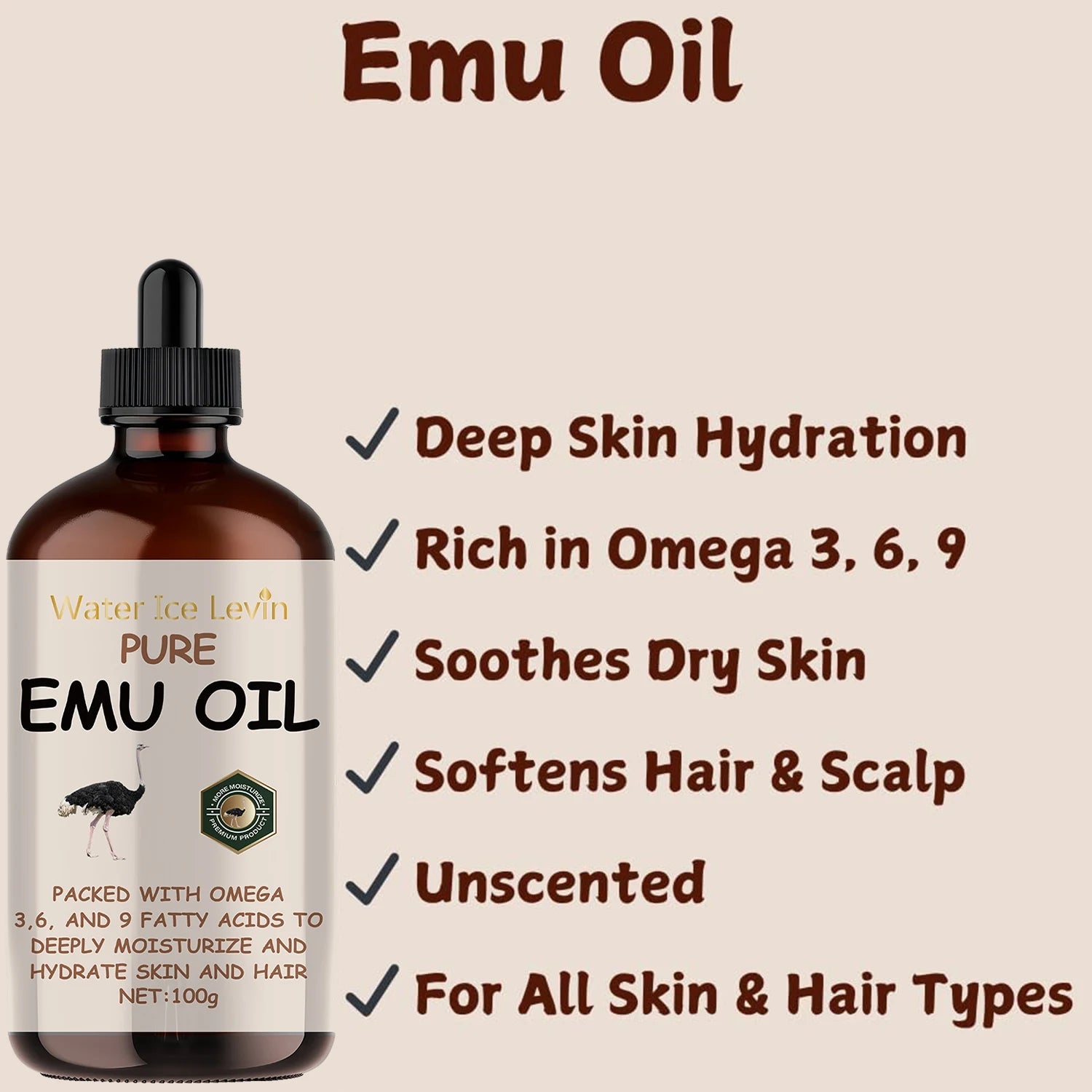 100ml Natural Vitamin E Essential Oil for Massage, Skin Care, Scraping, Shower, Face, Body, Nail, Hair, Eyelash Care Universal luvshop24