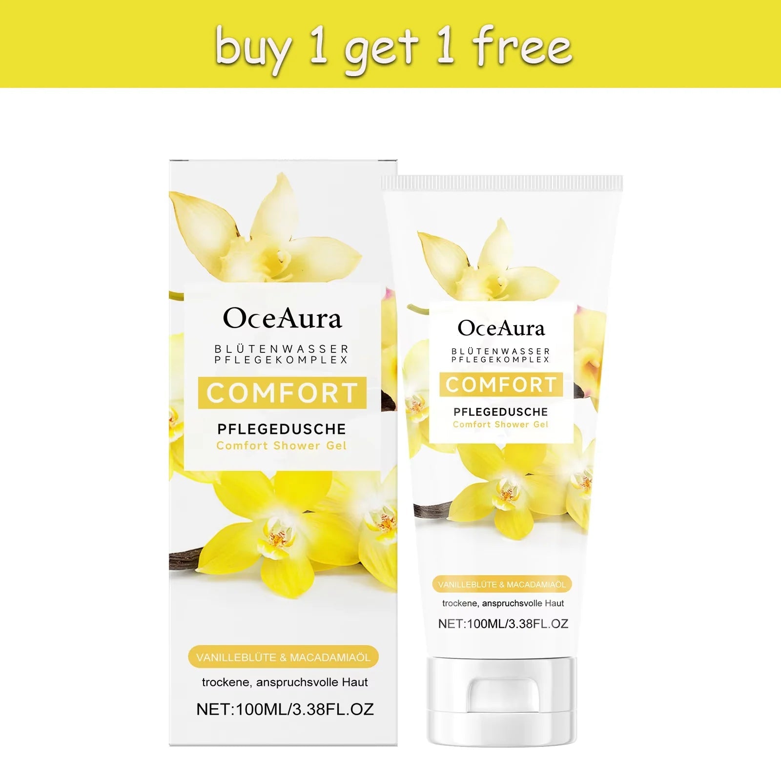 OCEAURA 100ml Comfort Shower Gel Long-term Moisture Lock to Improve Dry Skin Gentle Cleansing to Eeduce Friction and Irritation luvshop24
