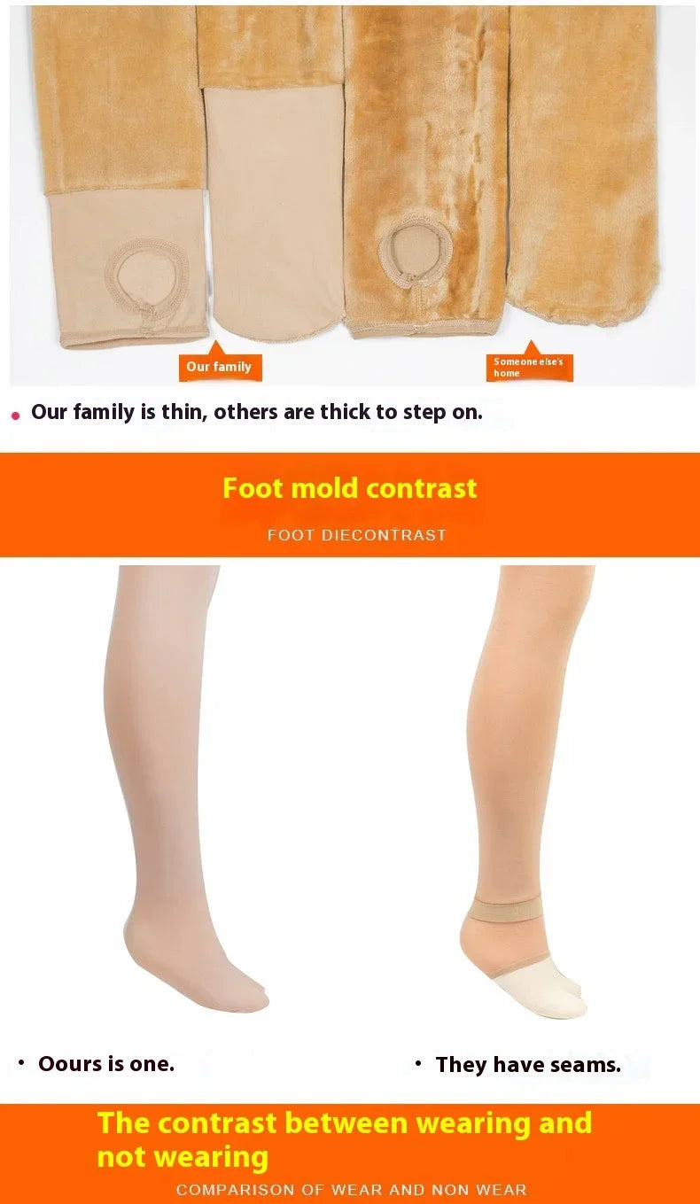 Women's Fleece Tights Warm Insulated Pantyhose Skin Effect Translucent Stockings Sexy Women's Underwear High Elastic Leggings luvshop24