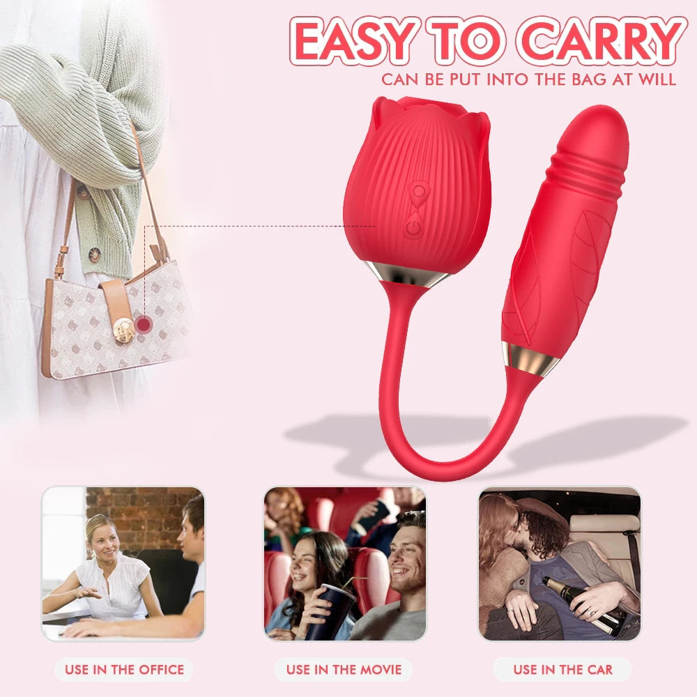 Rose Sucking Vibrator for Women Dildo Thrusting Vibrating Clit Sucker Nipple Clitoris Stimulation Female Sex Toys for Adults luvshop24