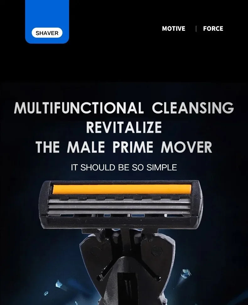 Shaver Brand New Design Men Razor Shaving Three Layer Shaver Reusable Razor Imported Blade Multi Tool Head Change luvshop24