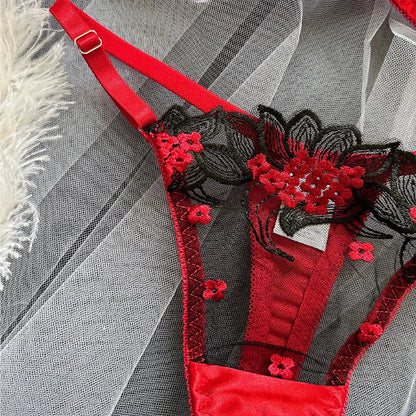 Floral Sexy Lingerie Lace Eroticу Bralette + Briefs Set Transparent Women's Underwear Embroidery Erotic Beautiful Bra And Panty luvshop24