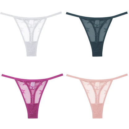 4Pcs Lace Bikini Panties Women Sexy Thongs Lace G-string Underpants S-XL Ladies Comfortable T-Back Underwear Sexy Lingerie 2022 luvshop24