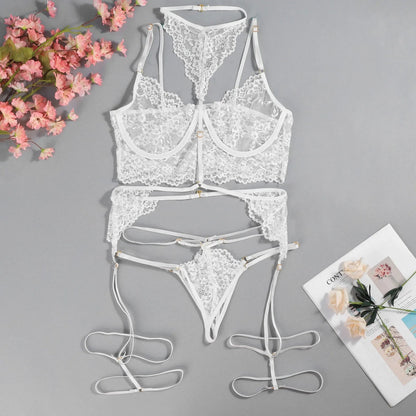Porn Women Sexy Lingerie Lace Underwear Halter Garter Sleepwear Intimate Erotic Babydolls Sex Costumes Bra Set luvshop24