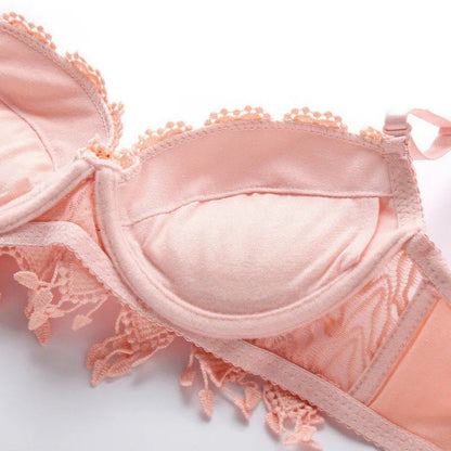 Lace Underwear Bra for Women Thin Wireless Adjustable Shoulder Strap Female Sexy Hollowed Floral Lace Underwear Large Size Bras luvshop24
