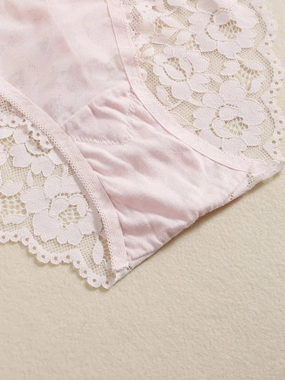 1 Set Elegant Erotic Lace Embroidery Breathable Fabric Lingeries : Push-Up Bra, Low Waist Sheer Panty - Ultimate Valentine's Day luvshop24