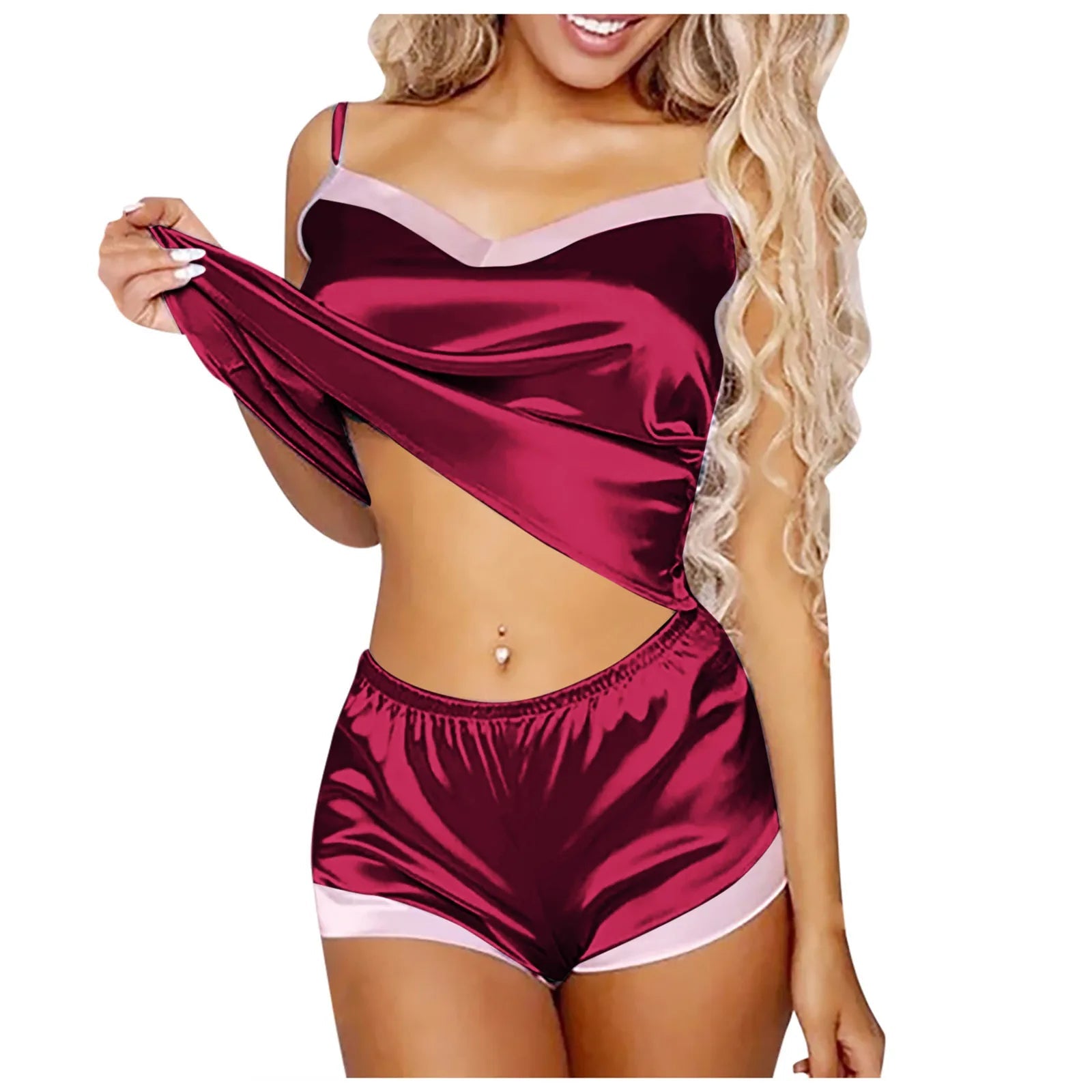 Lingerie Set For Women Sexy-lingerie Sleepwear Satin Silk Babydoll Nightwear Pajamas Set Lingerie Set Plus Size Female Underwear luvshop24