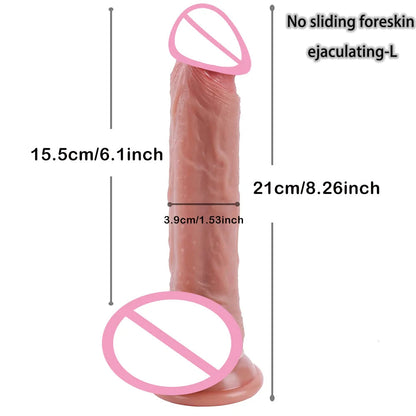 2 in1 Super Realistic Dildo Penis Sliding Foreskin+Ejaculating Big Dick Penetration Anal Female Masturbation Sexy Adult Sex toys luvshop24