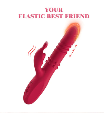 Telescopic Rabbit Vibrator for Women Powerful G Spot Rotating Massage Vaginal Clitoris Stimulator Female for Adult Sexy Toys luvshop24