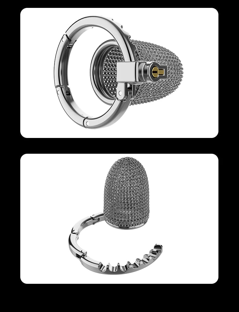 Male Metal Mesh Chastity Cage Sexy Adult Man Chastity Device Cock Cage Adjustable Penis Ring Chastity Lock BDSM Sex Toys For Men luvshop24