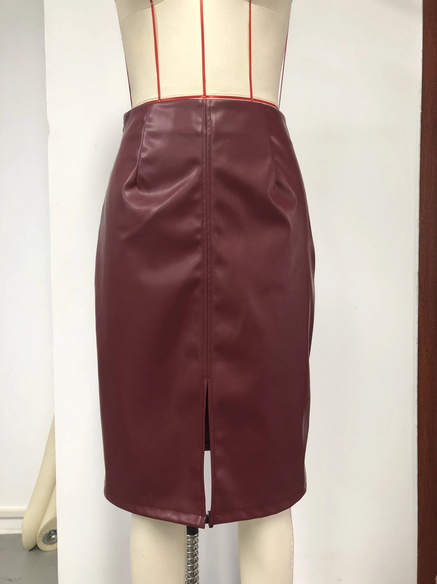 Sexy Leather Slim Slit Skirts, Casual PU Fashion Bodycon Skirts, Women's Clothing luvshop24