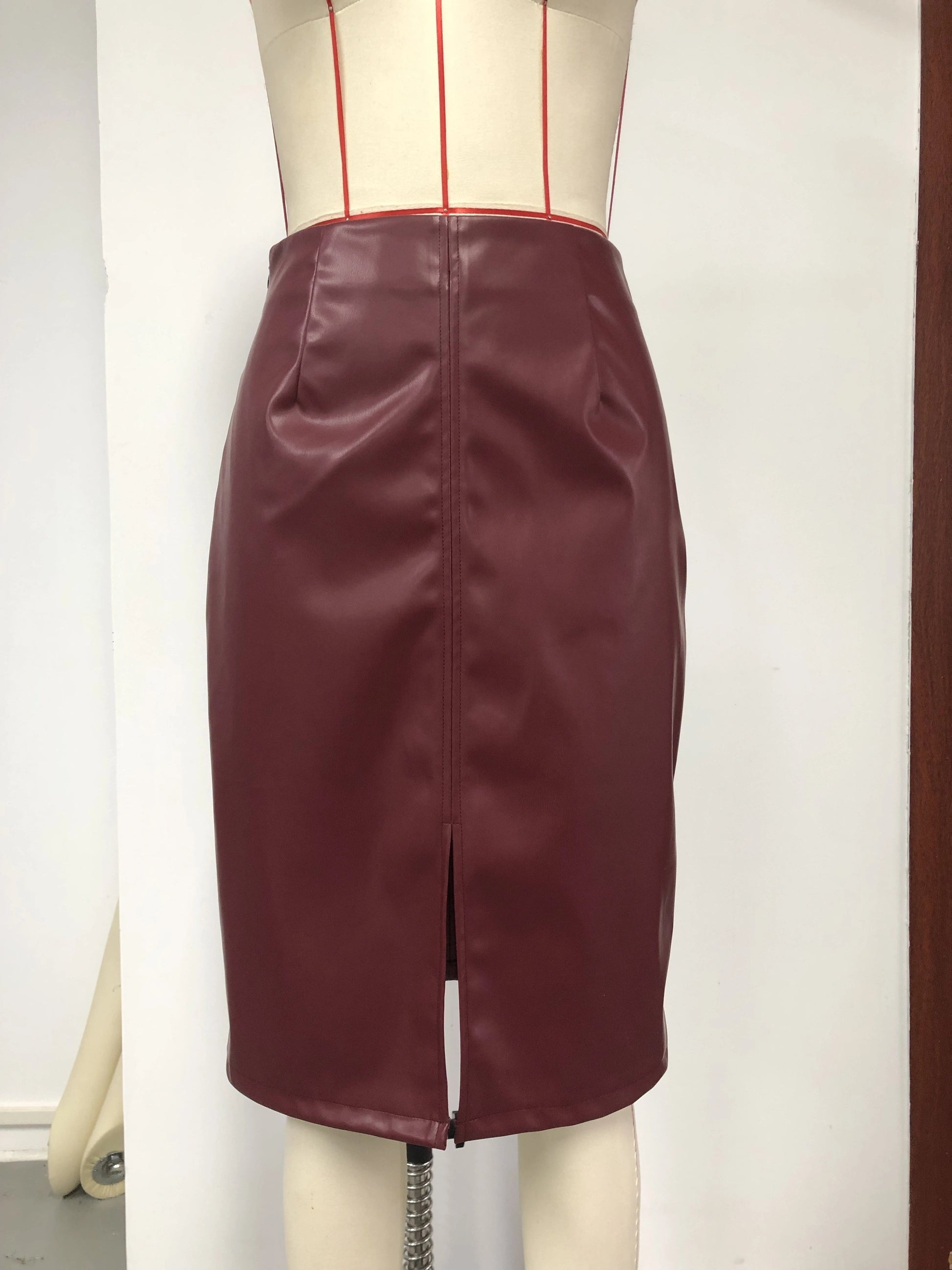 Sexy Leather Slim Slit Skirts, Casual PU Fashion Bodycon Skirts, Women's Clothing luvshop24