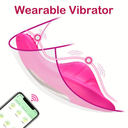 ALWUP Wireless Wearable Vibrator for Women, APP Remote Controlled, Rechargeable Lithium Battery 130mAh, Battery Powered, 9 Vibration Modes, with Portable Vibrating Massager for Adult Entertainment luvshop24