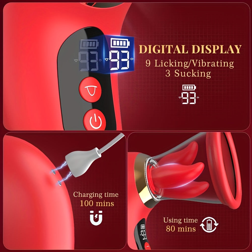 [App-Controlled, Wireless Vibrator] 1pc App-Controlled G-Spot Clitoral Vibrator - USB Rechargeable, Wireless Tongue Licking and Vibration, 700mAh Lithium Battery, 2 Cups luvshop24