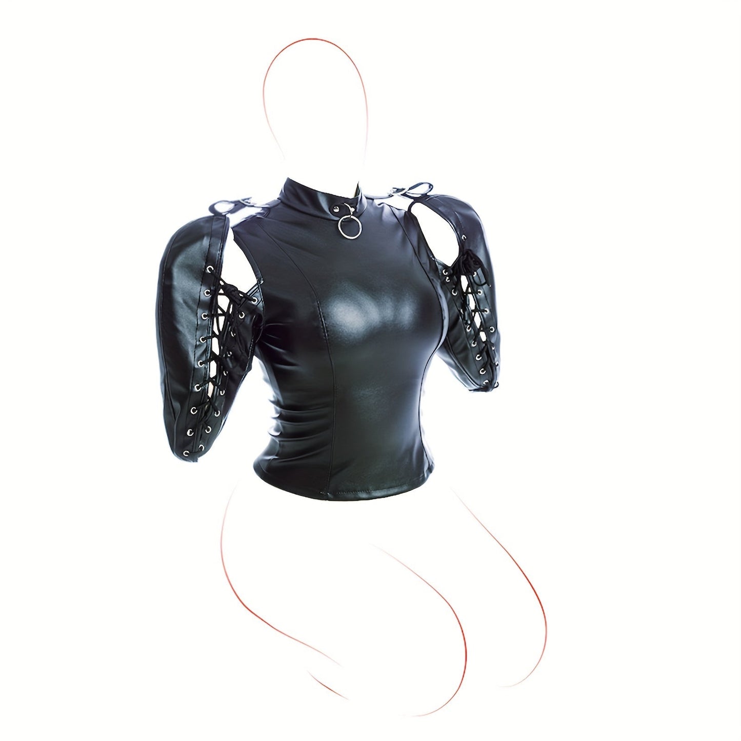 [Leather Bondage Coat] Halloween Leather Bondage Coat - Fully Clothed Arms Lace-up Straitjacket Shackle SM Role Play Costume luvshop24