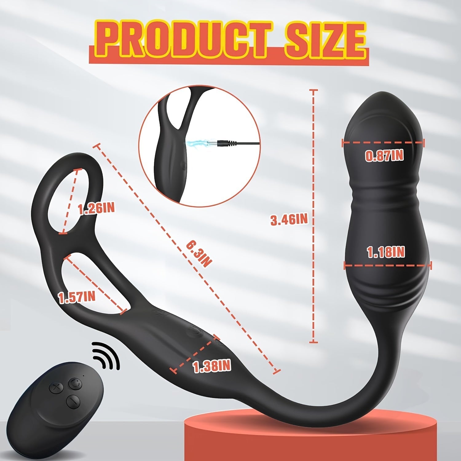 [Thrusting Prostate Massager] Remote Control Thrusting Anal Vibrator Prostate Massager - Dual Cock Ring, 3 Thrusting & 10 Vibrating Modes, Anal Plug G Spot Vibrator Adult Toys For Men Couples luvshop24