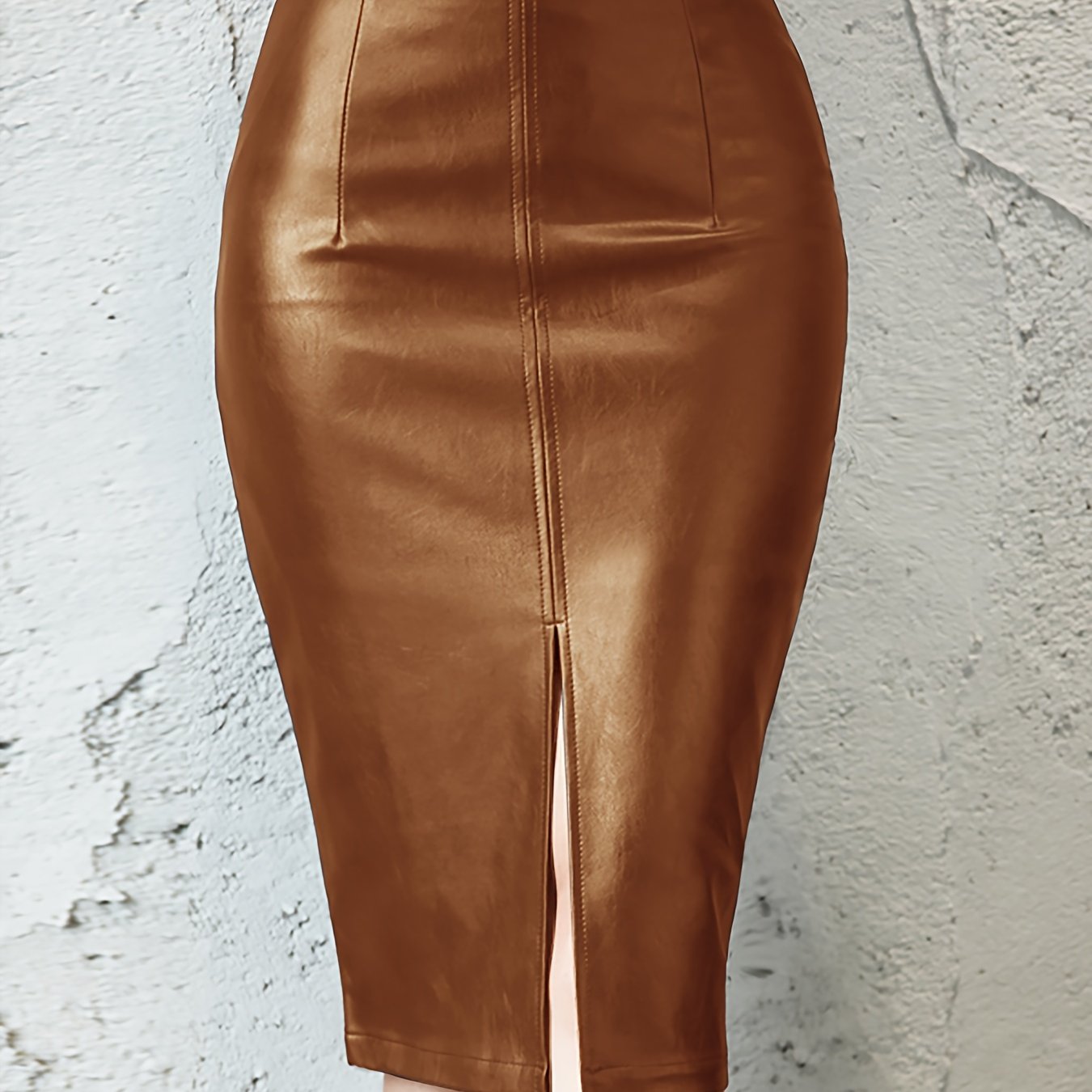 Sexy Leather Slim Slit Skirts, Casual PU Fashion Bodycon Skirts, Women's Clothing luvshop24