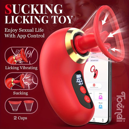 [App-Controlled, Wireless Vibrator] 1pc App-Controlled G-Spot Clitoral Vibrator - USB Rechargeable, Wireless Tongue Licking and Vibration, 700mAh Lithium Battery, 2 Cups luvshop24