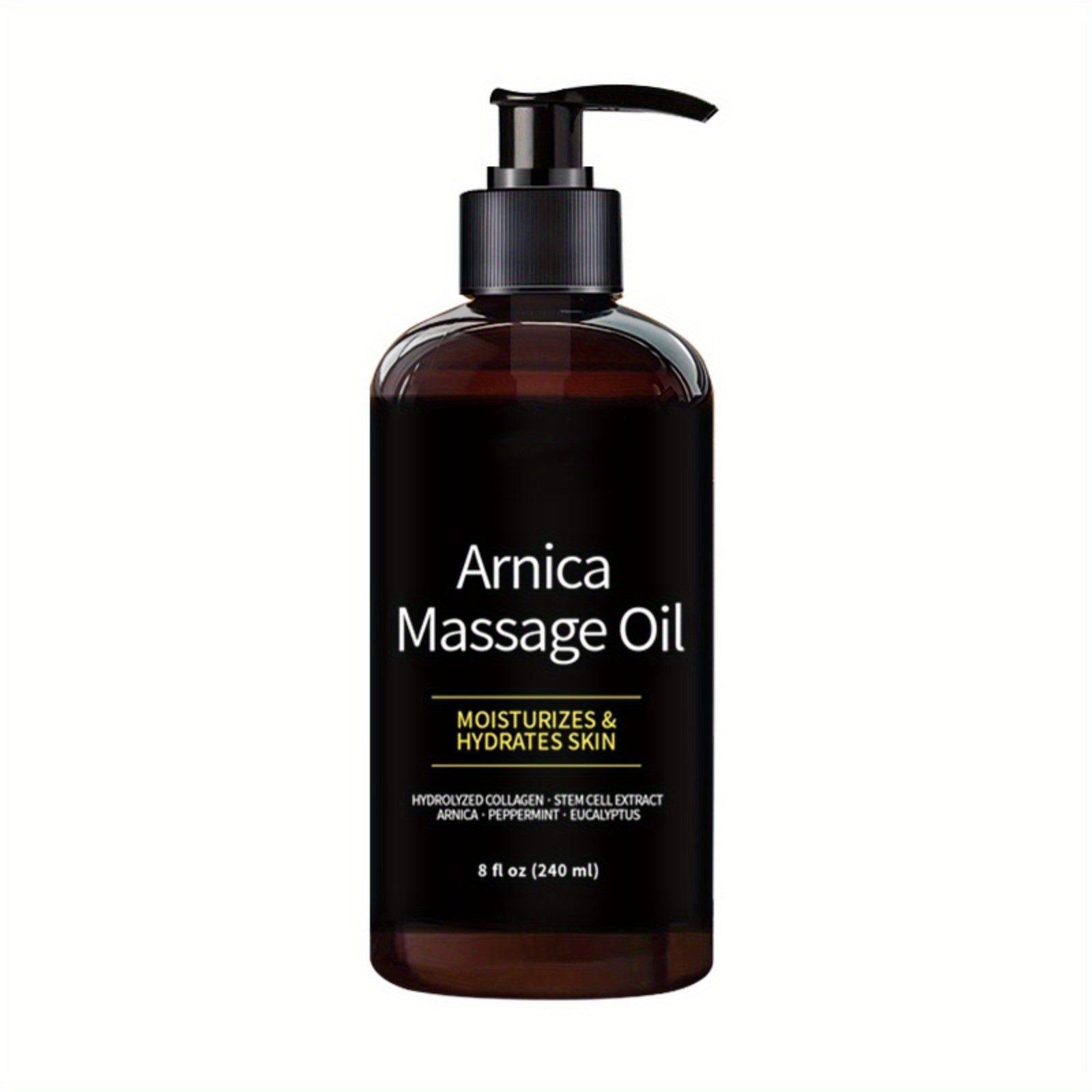 8.12oz/ 8 fl.ozArnica Massage Oil  with Hydrolyzed Collagen, Peppermint & Eucalyptus Oils, for All Skin Types luvshop24