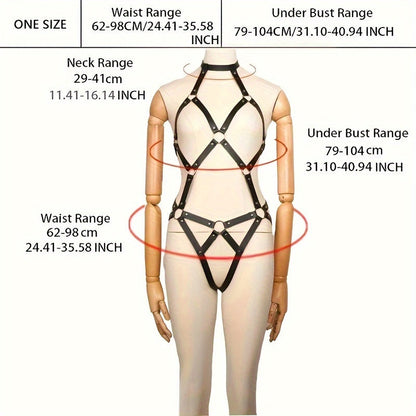 1PC Sexy PU Leather BDSM Harness - Adjustable Bondage Restraints For Erotic Costumes And Lingerie - Perfect For Valentines Day, Party, And Gift-Giving Occasions luvshop24