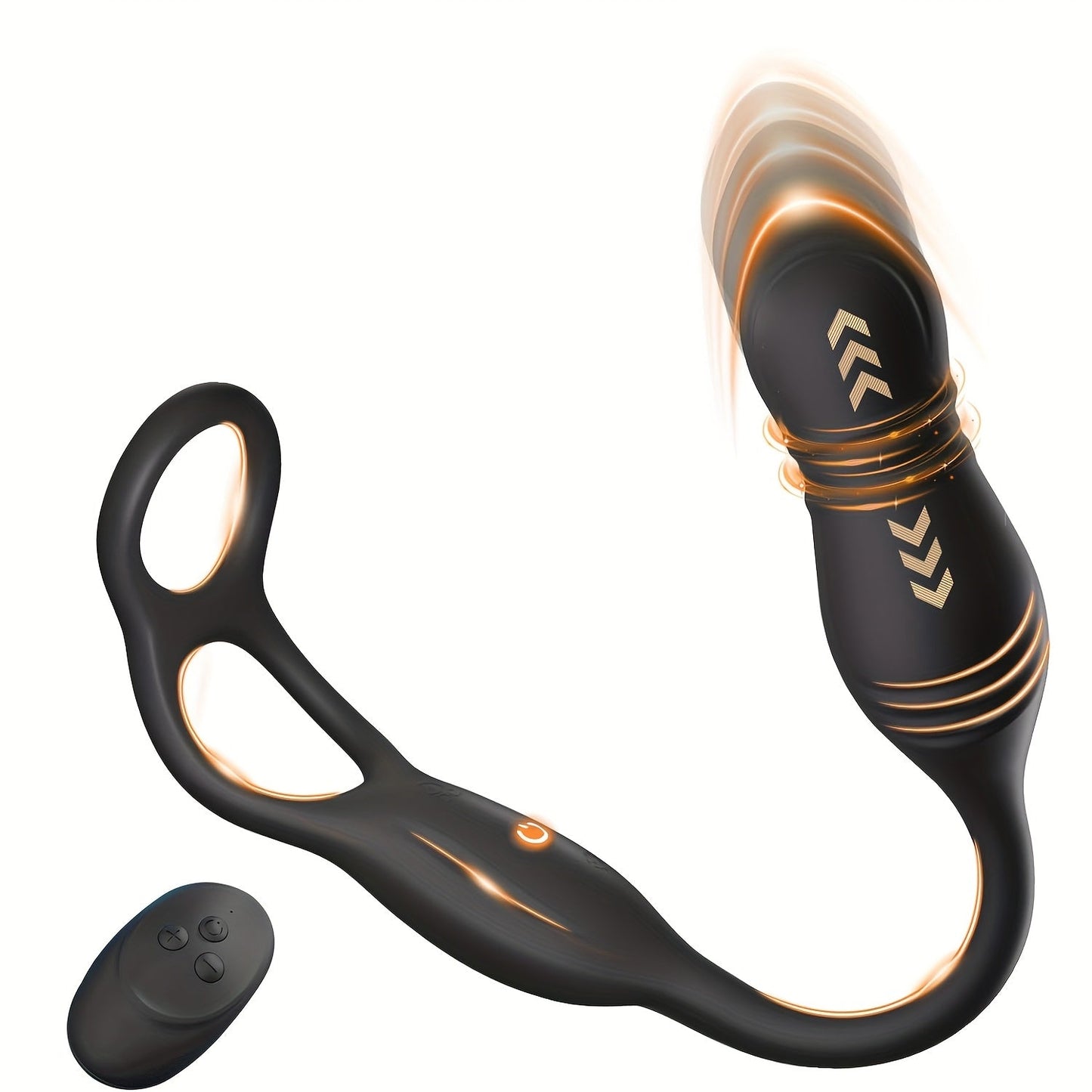 [Thrusting Prostate Massager] Remote Control Thrusting Anal Vibrator Prostate Massager - Dual Cock Ring, 3 Thrusting & 10 Vibrating Modes, Anal Plug G Spot Vibrator Adult Toys For Men Couples luvshop24