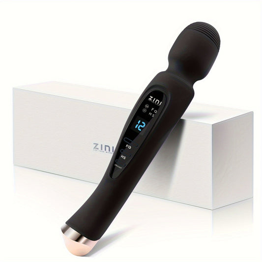 Rechargeable Personal Massager, 12 Patterns Massager, Personal Massager for Women, Quiet &amp; Waterproof Massager for Women, Digital Display Wand Massager for Neck, Back Pain Relief - Black luvshop24
