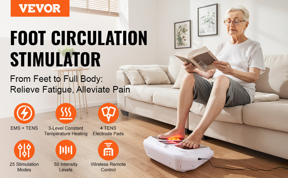 VEVOR Foot Circulation Stimulator with Heat EMS & TENS Foot Massager Electric Foot Stimulator for Pain Relief  Muscles Vibrator luvshop24